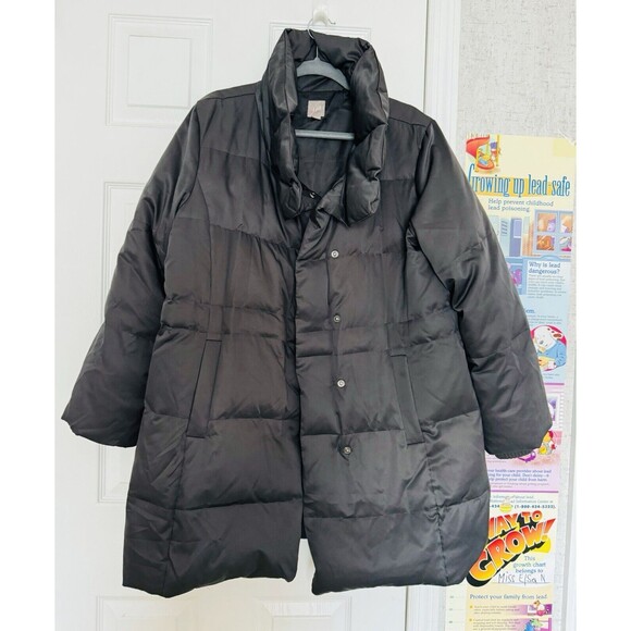 J.Jill Women’s Down Medium Petite Black Puffer Winter Coat polyester - Picture 2 of 12